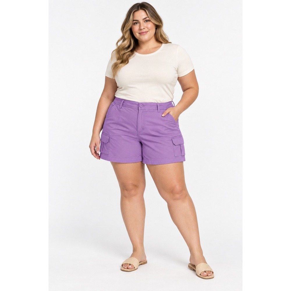 Lee Women's Size 18 Purple Cargo Shorts Mid Rise Stretch Cotton Orchid